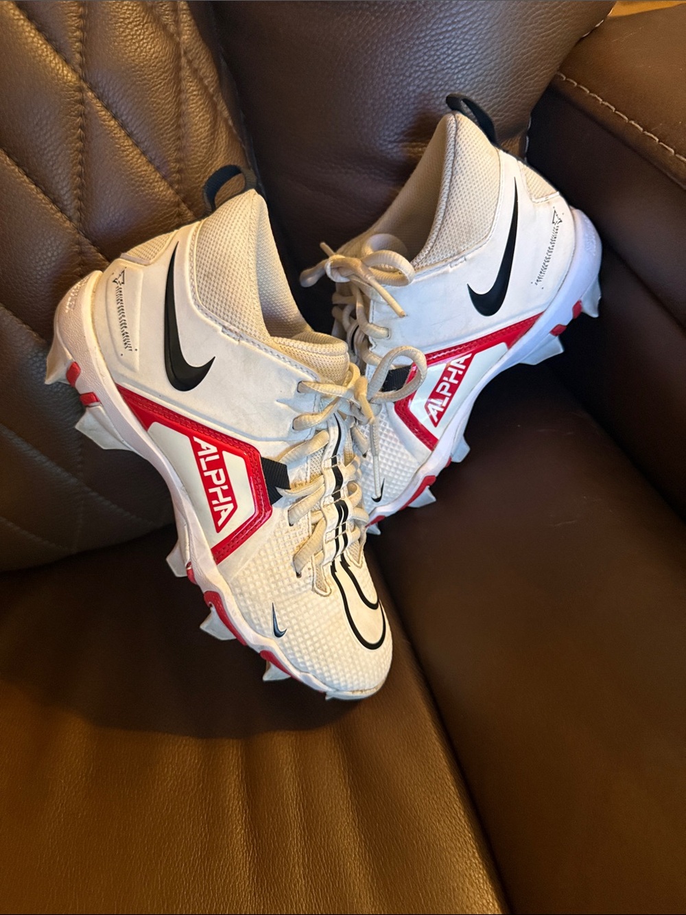 Nike Kids White Black Red Alpha Turf Sneakers